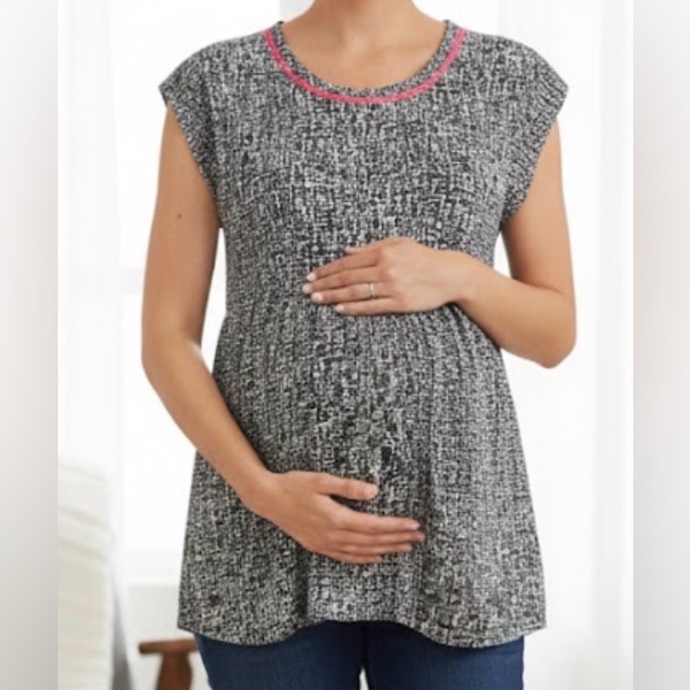 Maternity Motherhood Black and White A-Line Blouse